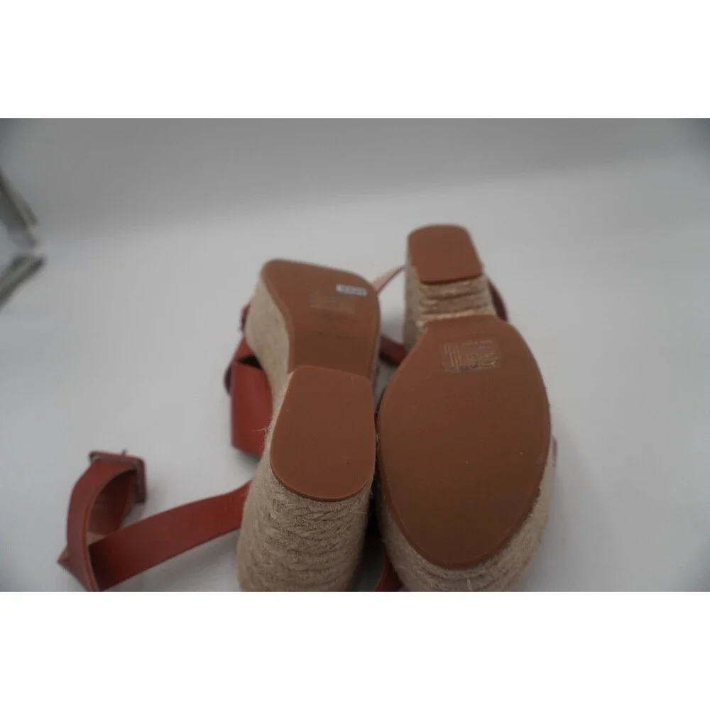 Alohas Lyla Nude Crisscross Ankle Strap Jute Sole Chunky Espadrille Wedge Size 9